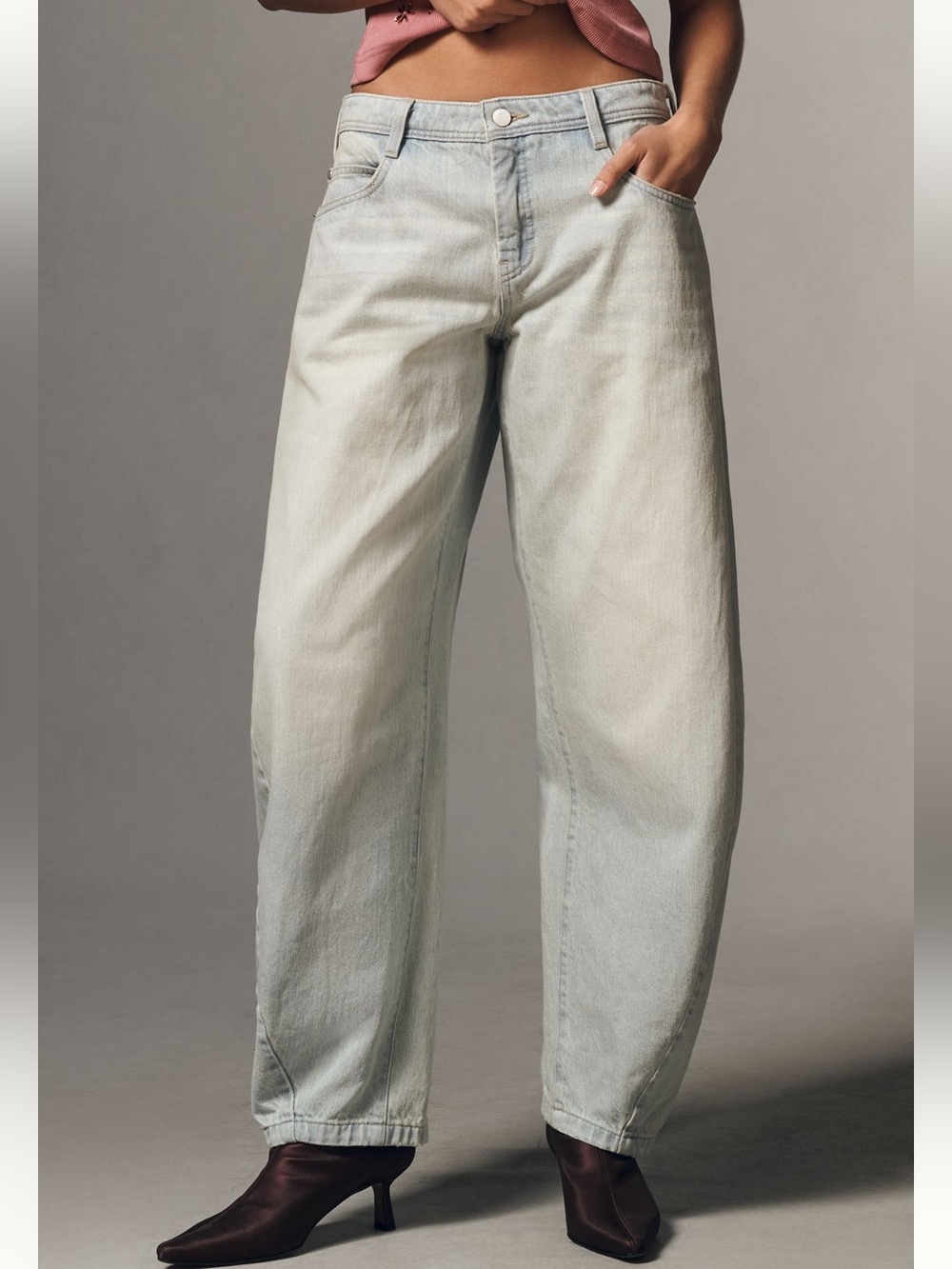 Anthropologie Horseshoe Barrel Jeans High Rise Balloon Pilcro New Light Blue